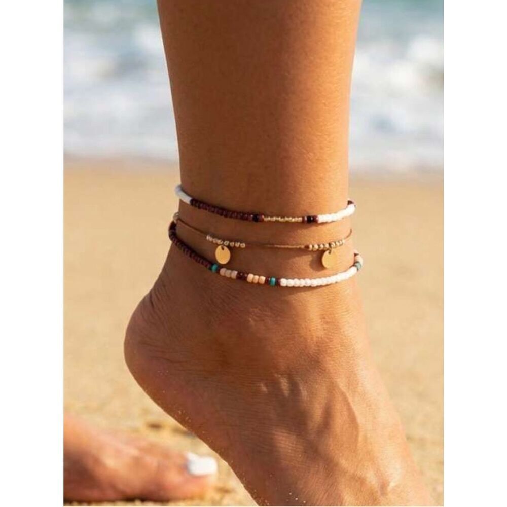 Layered Beaded Anklet Set N2090